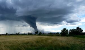 A tornado moving through the Texas plains.